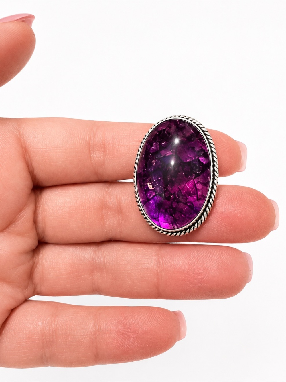 Purple Oval Stone Statement Ring - Unbranded